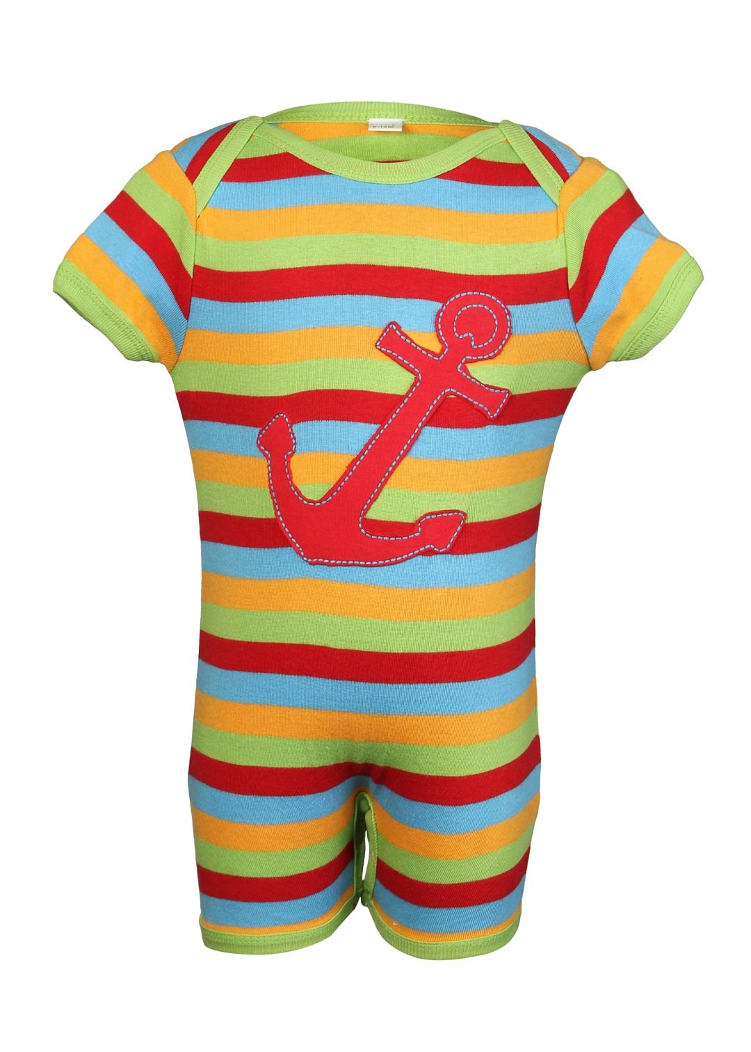 Organic Cotton Half Sleeve Anchor Applique Multi-Color Romper For Unisex Baby
